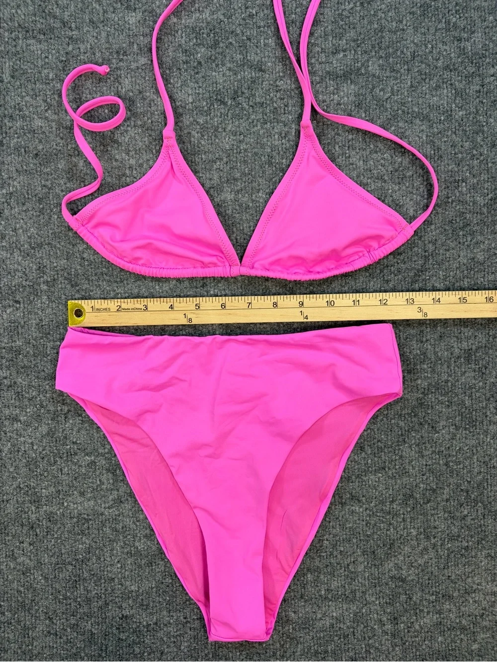 SKIMS Signature Swim Taffy Pink Triangle Bikini Set Women's Small Resort Beach
